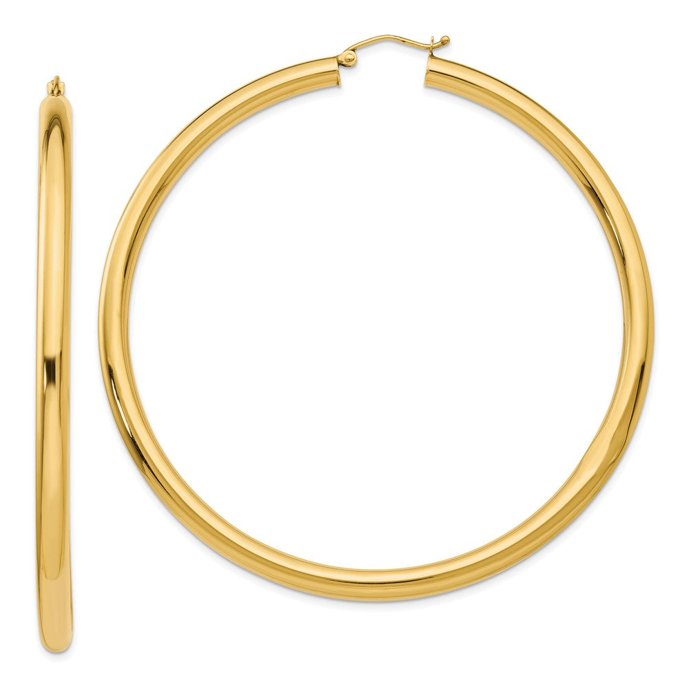 14k Yellow Gold 4 mm Round Tube Hoop Earrings (7.84 grams)