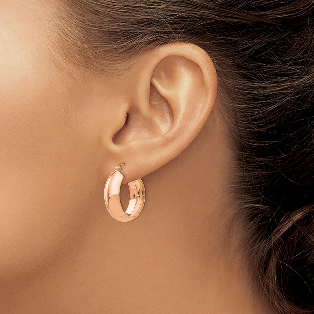 14k Rose Gold 7 mm Hoop Earrings (1.94 grams)