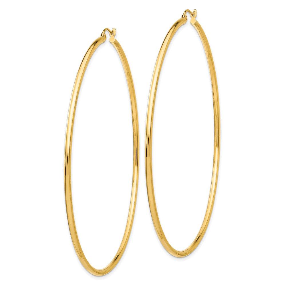14k Yellow Gold 2 mm Lightweight Round Tube Hoop Earrings (3.88 grams)