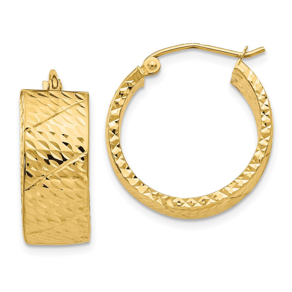 14k Yellow Gold 8 mm Diamond Cut Hoop Earrings (2.91 grams)