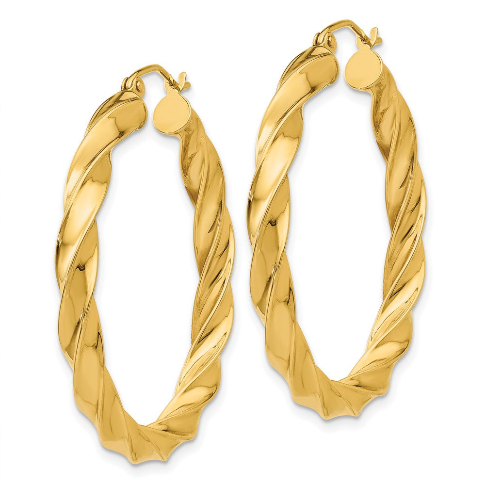 14k Yellow Gold 35.5 mm Light Twisted Hoop Earrings (3.32 grams)