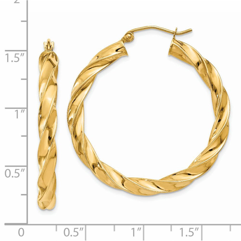 14k Yellow Gold 35.5 mm Light Twisted Hoop Earrings (3.32 grams)