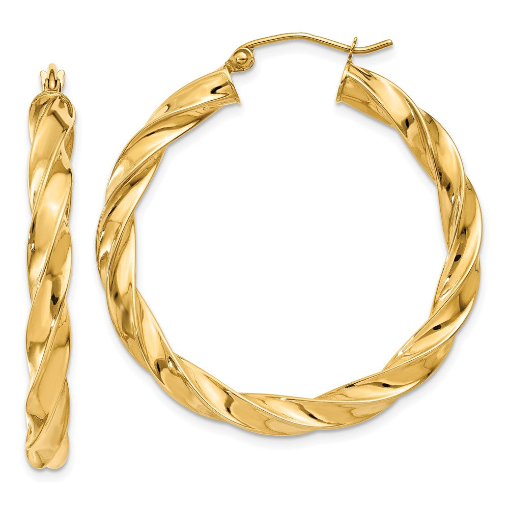 14k Yellow Gold 35.5 mm Light Twisted Hoop Earrings (3.32 grams)