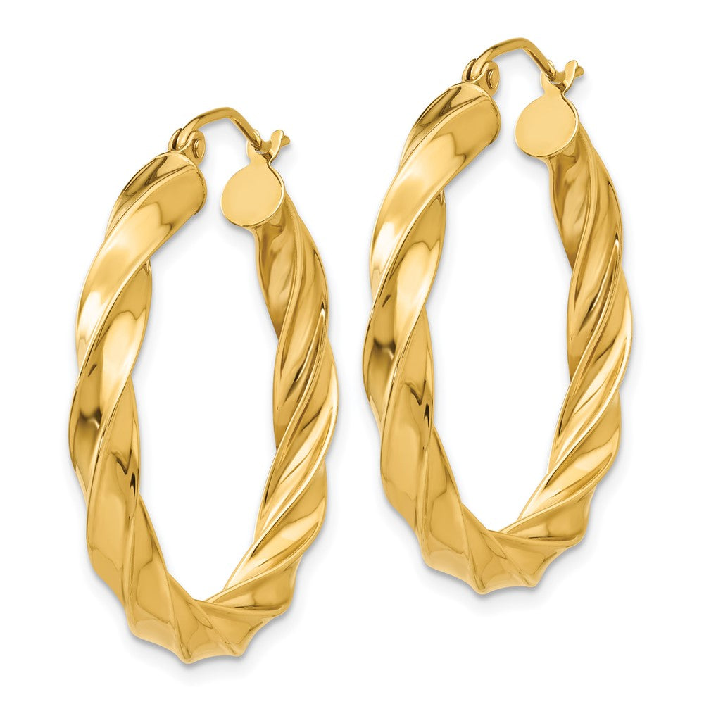 14k Yellow Gold 30 mm Light Twisted Hoop Earrings (3.14 grams)