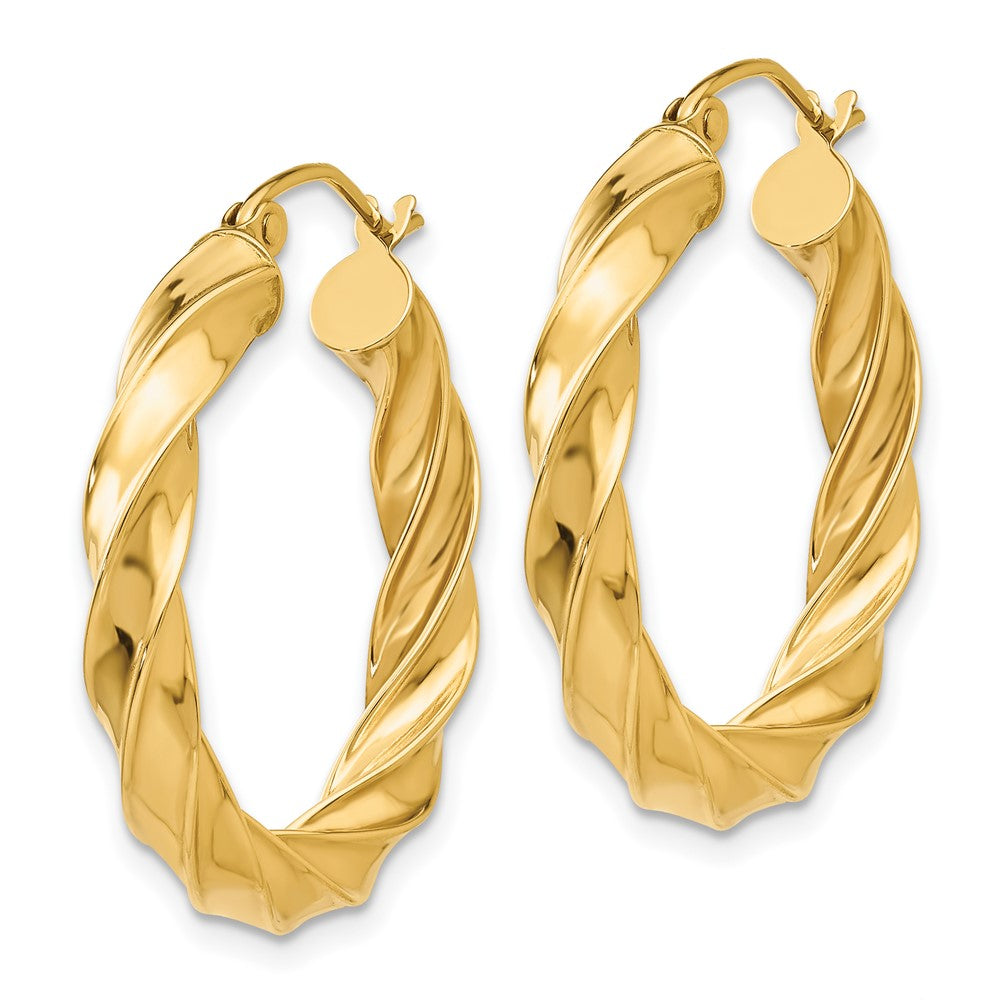 14k Yellow Gold 27 mm Light Twisted Hoop Earrings (2.3 grams)