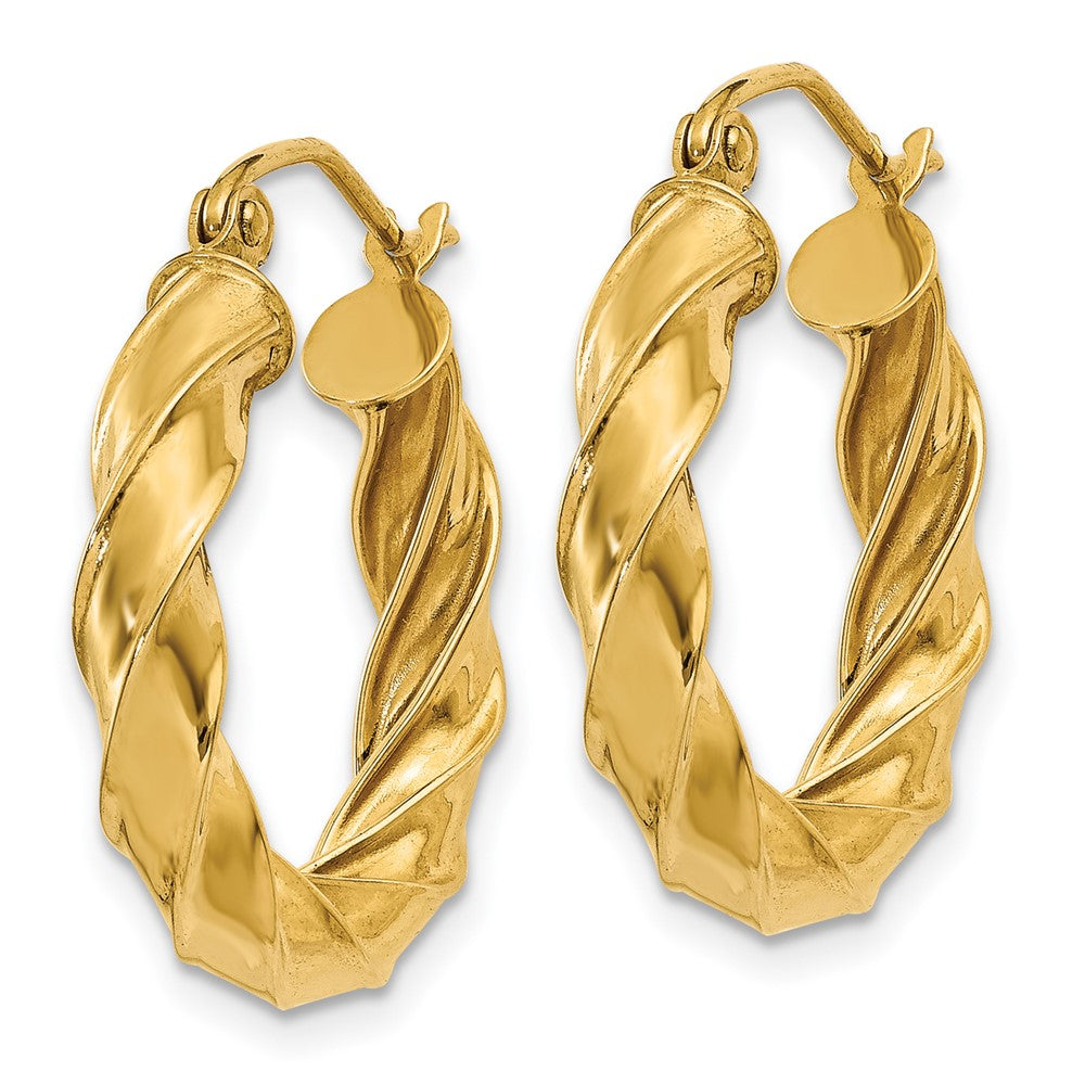 14k Yellow Gold 20 mm Light Twisted Hoop Earrings (1.72 grams)