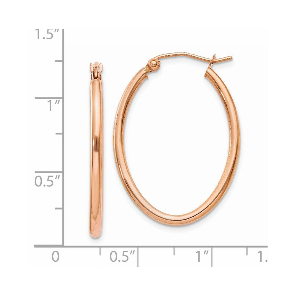 14k Rose Gold 21 mm Oval Hoop Earrings (1.66 grams)
