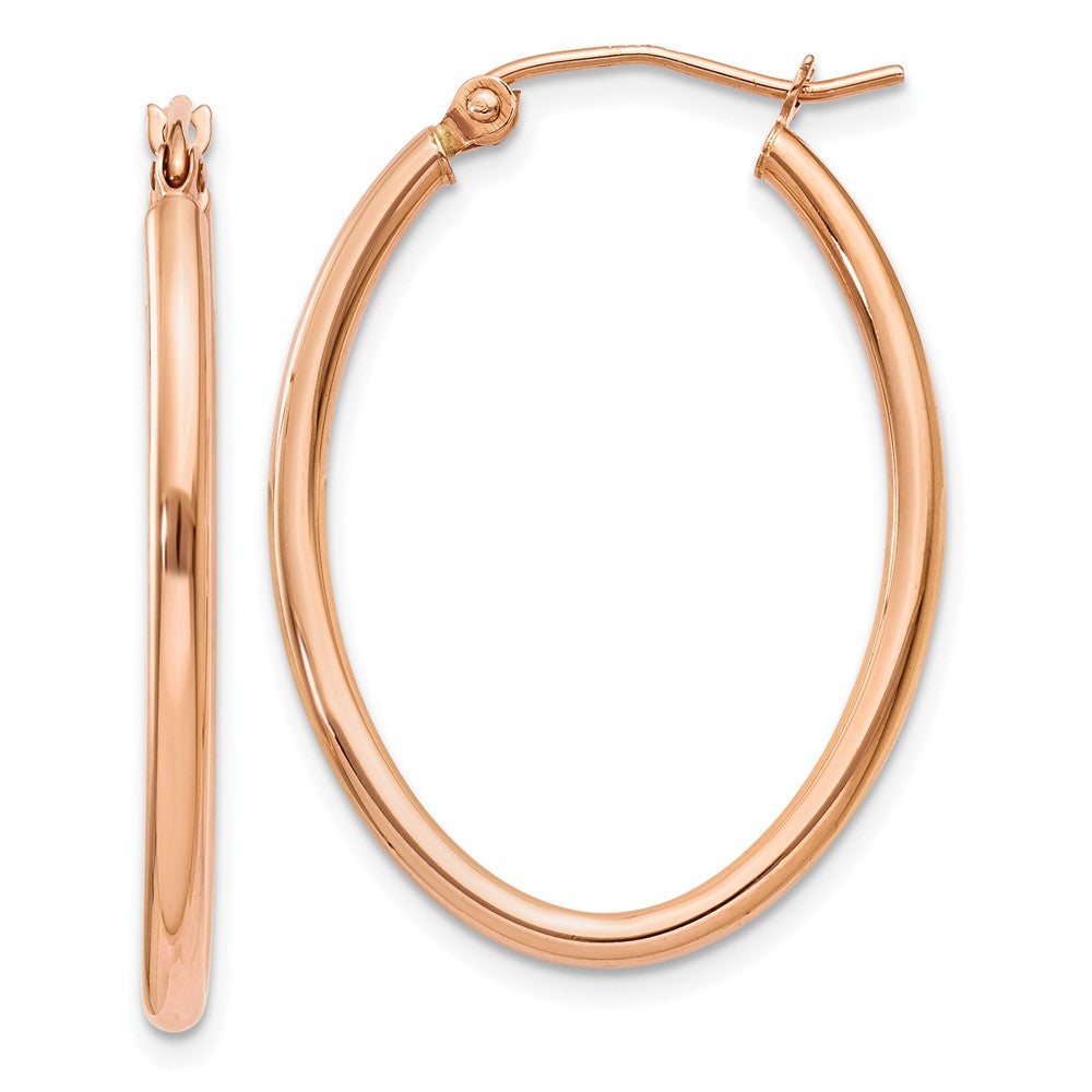 14k Rose Gold 21 mm Oval Hoop Earrings (1.66 grams)