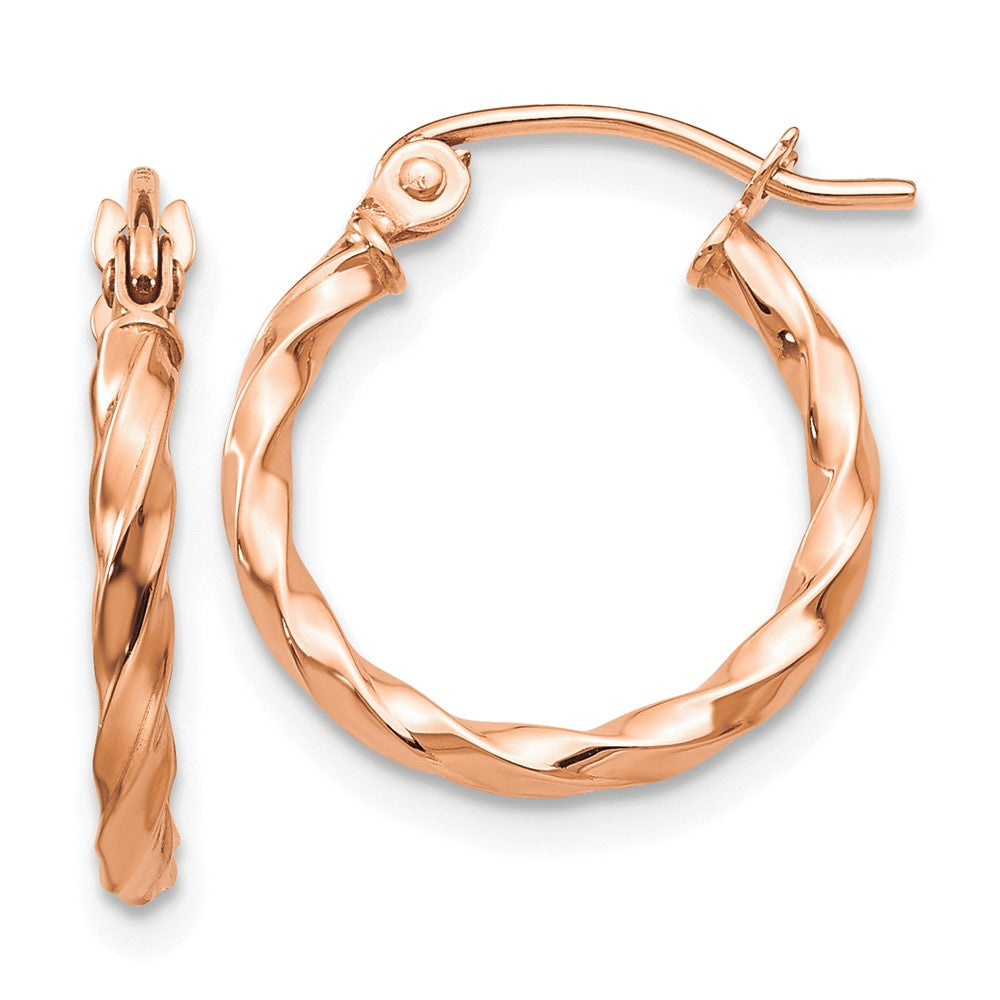14k Rose Gold 15 mm Twisted Hoop Earrings (0.94 grams)