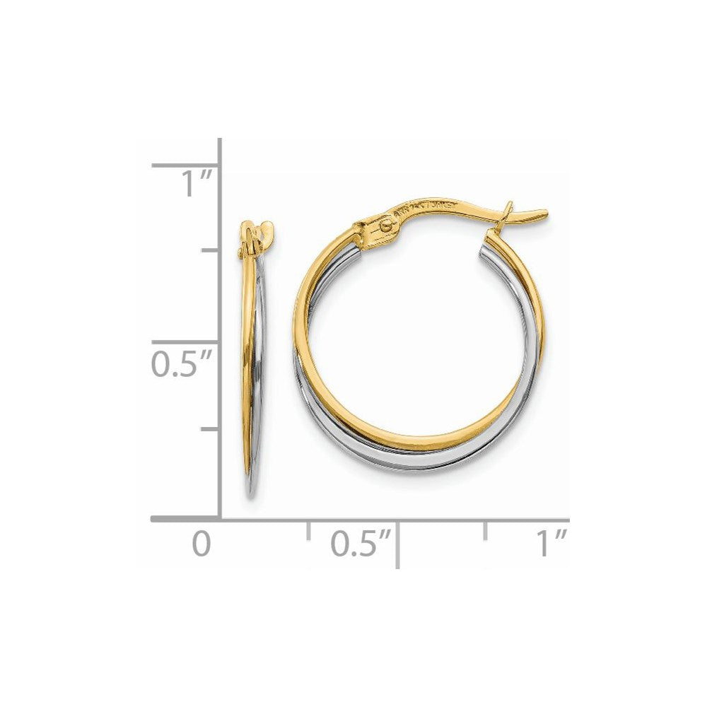 14k Two-tone 4 mm Two-Tone Polished Hoop Earrings (1.24 grams)