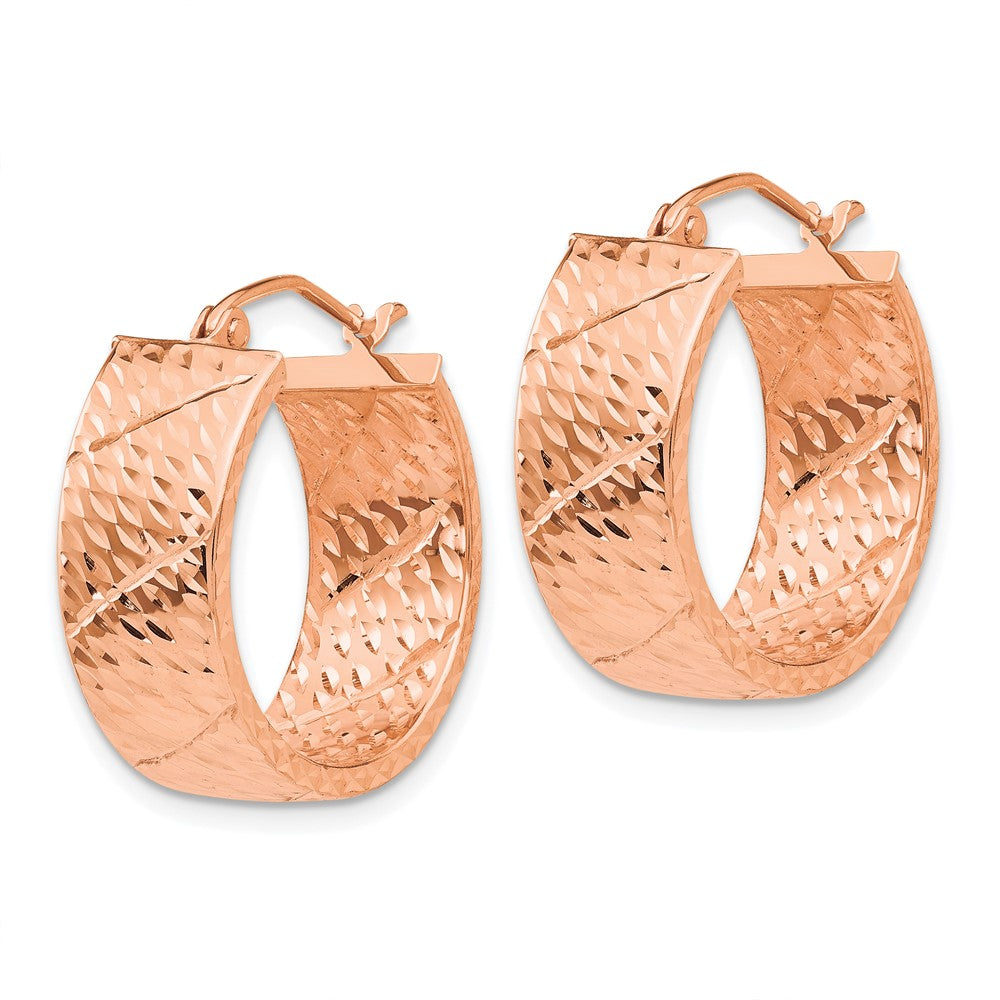 14k Rose Gold 8 mm Diamond Cut Hoop Earrings (2.98 grams)