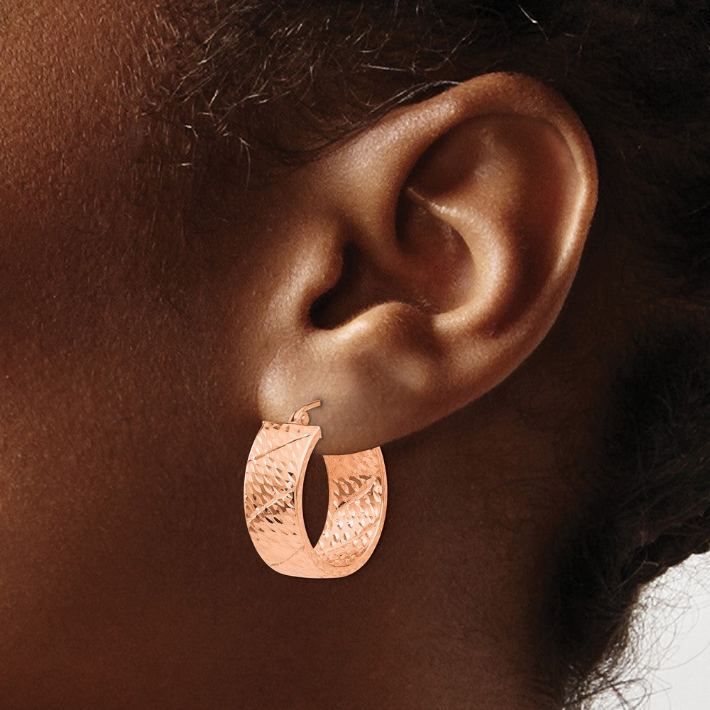 14k Rose Gold 8 mm Diamond Cut Hoop Earrings (2.98 grams)