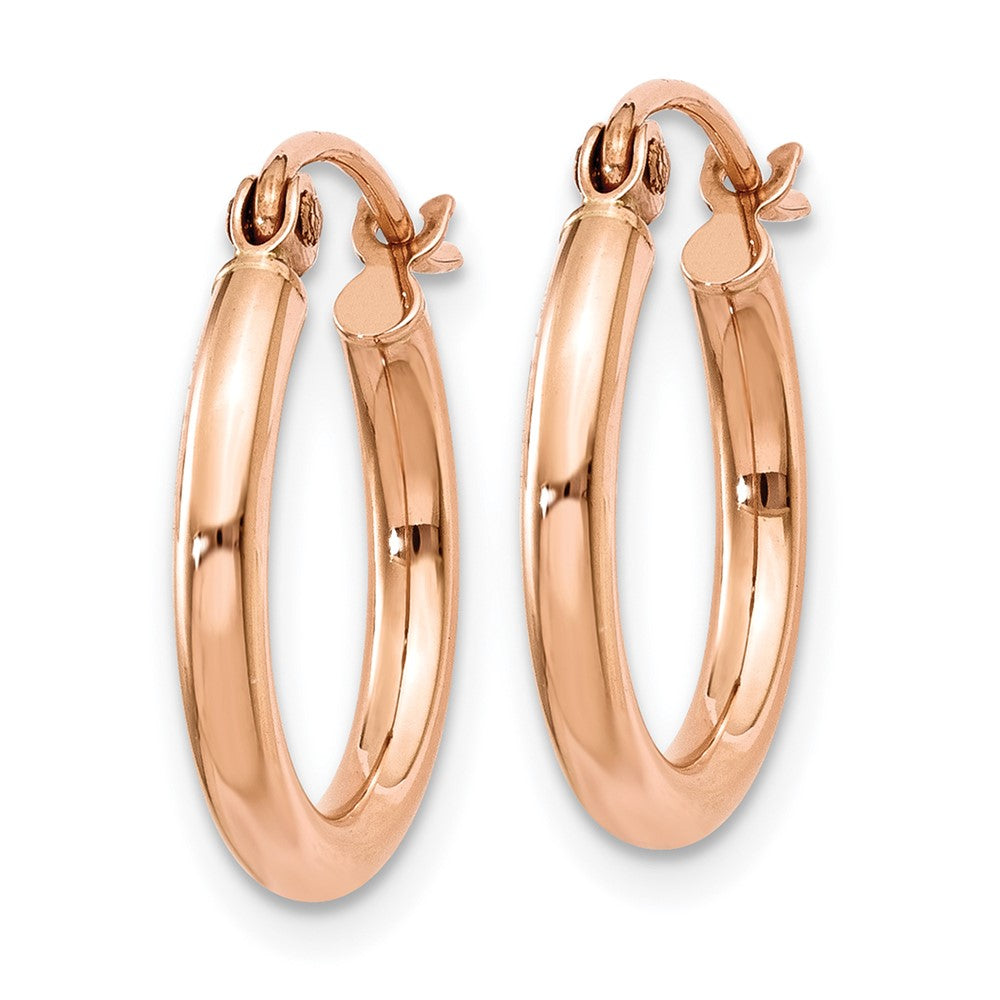 14k Rose Gold 2 mm Lightweight Tube Hoop Earrings (0.83 grams)