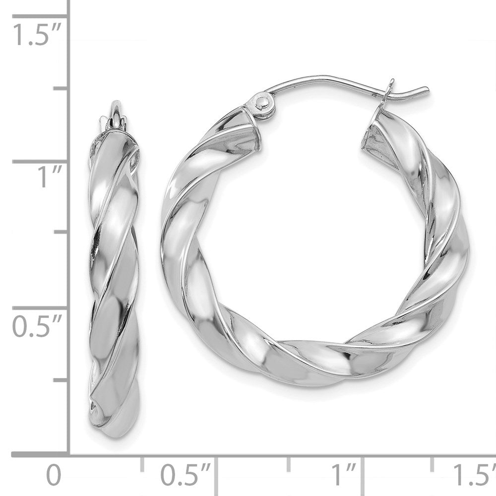 14k White Gold 26 mm Light Twisted Hoop Earrings (2.26 grams)
