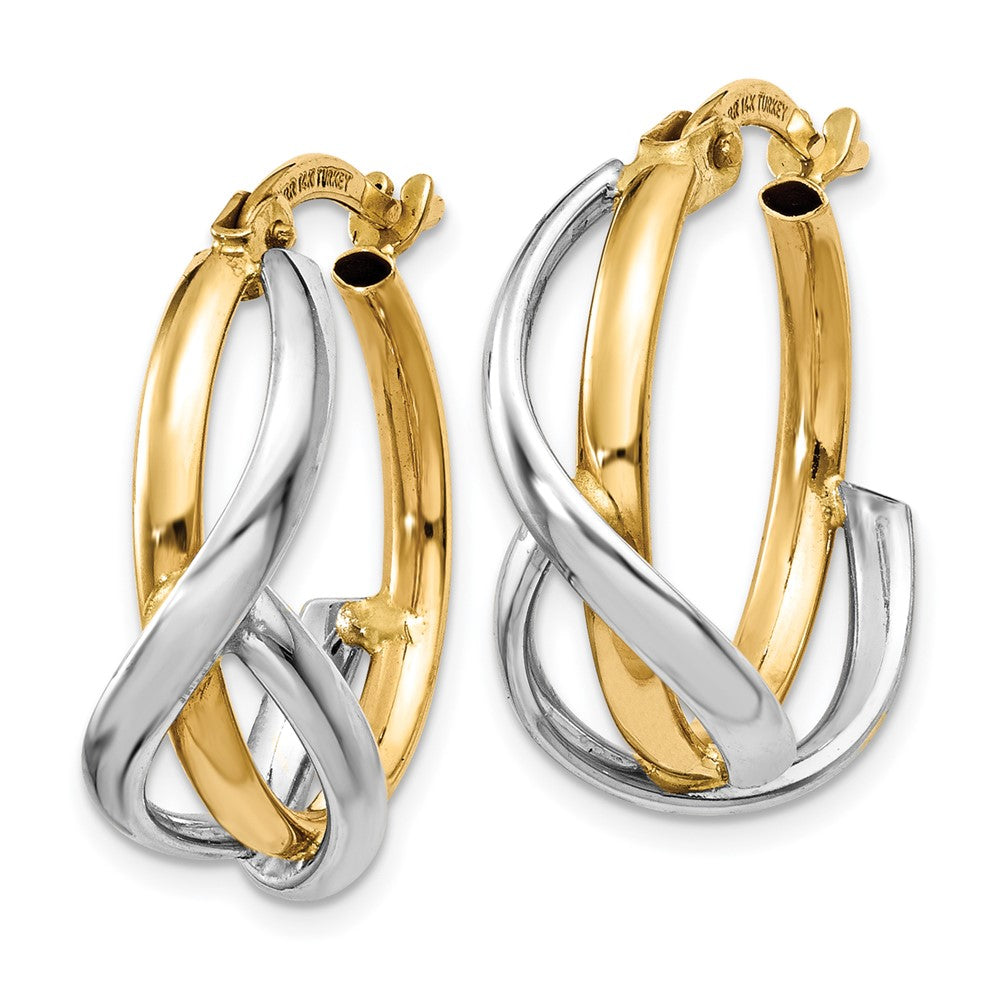 14k Two-tone 5 mm Two-Tone Polished Twisted Hoop Earrings (1.62 grams)