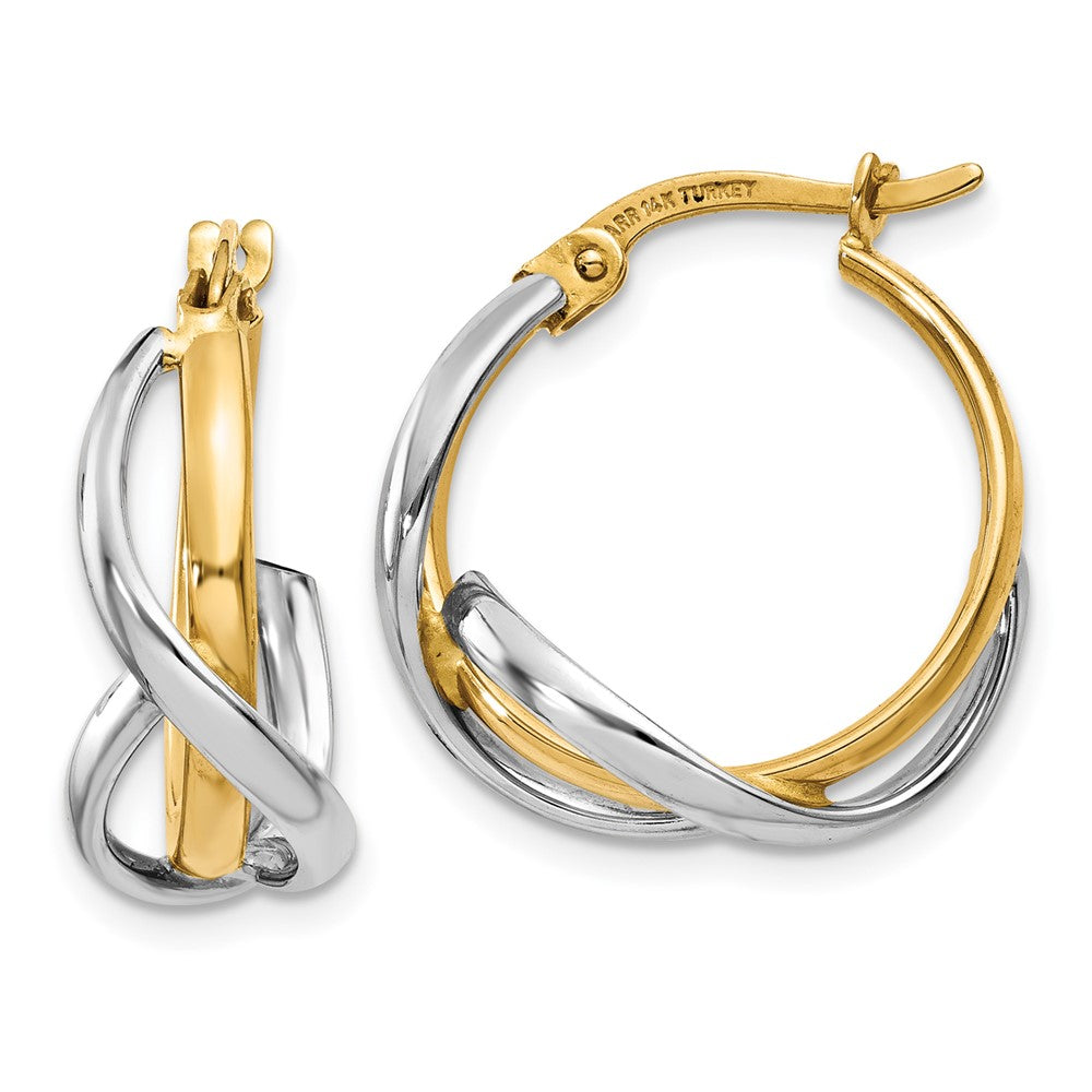 14k Two-tone 5 mm Two-Tone Polished Twisted Hoop Earrings (1.62 grams)