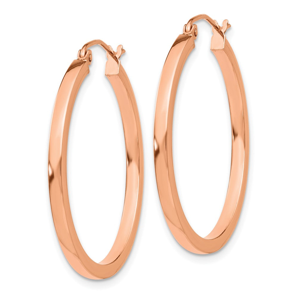 14k Rose Gold 2 mm Lightweight Square Tube Hoop Earrings (2.06 grams)