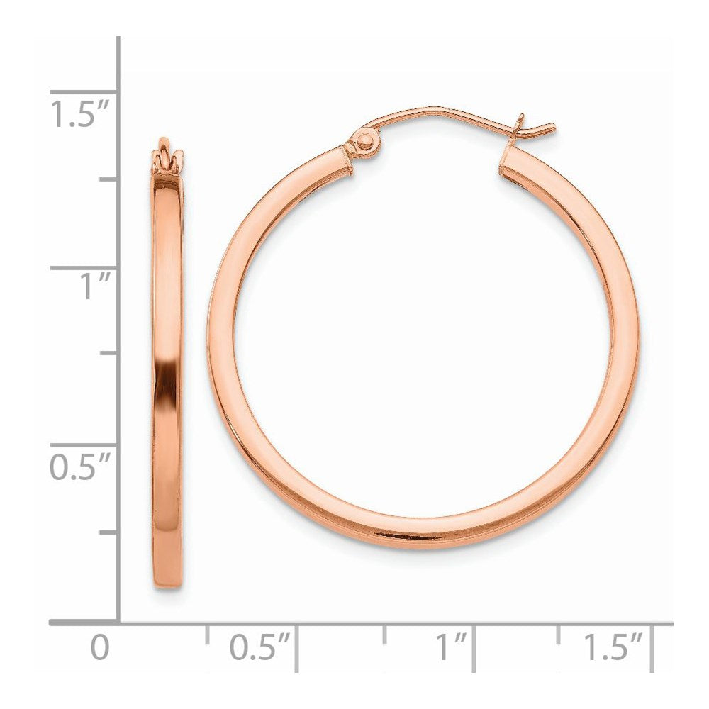 14k Rose Gold 2 mm Lightweight Square Tube Hoop Earrings (2.06 grams)