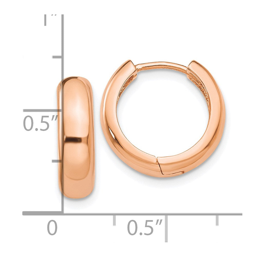 14k Rose Gold 4 mm Round Hinged Hoop Earrings (3.44 grams)