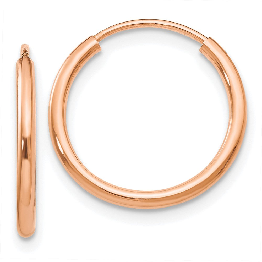 14k Rose Gold 16 mm Polished Endless Tube Hoop Earrings (0.59 grams)
