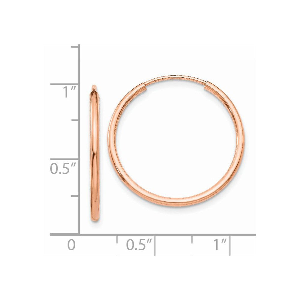 14k Rose Gold 23 mm Polished Endless Tube Hoop Earrings (0.88 grams)