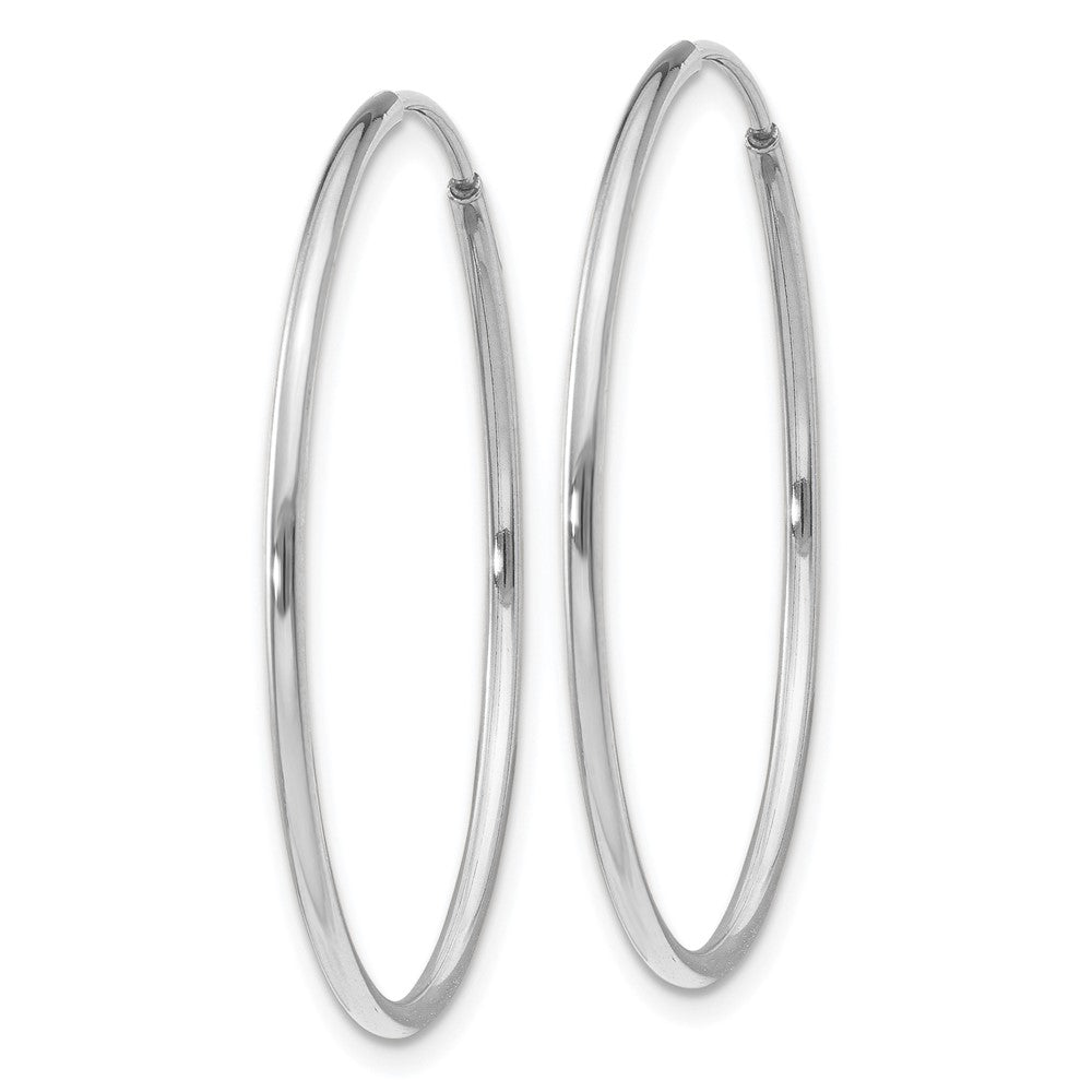 14k White Gold 30 mm Polished Endless Tube Hoop Earrings (1.02 grams)