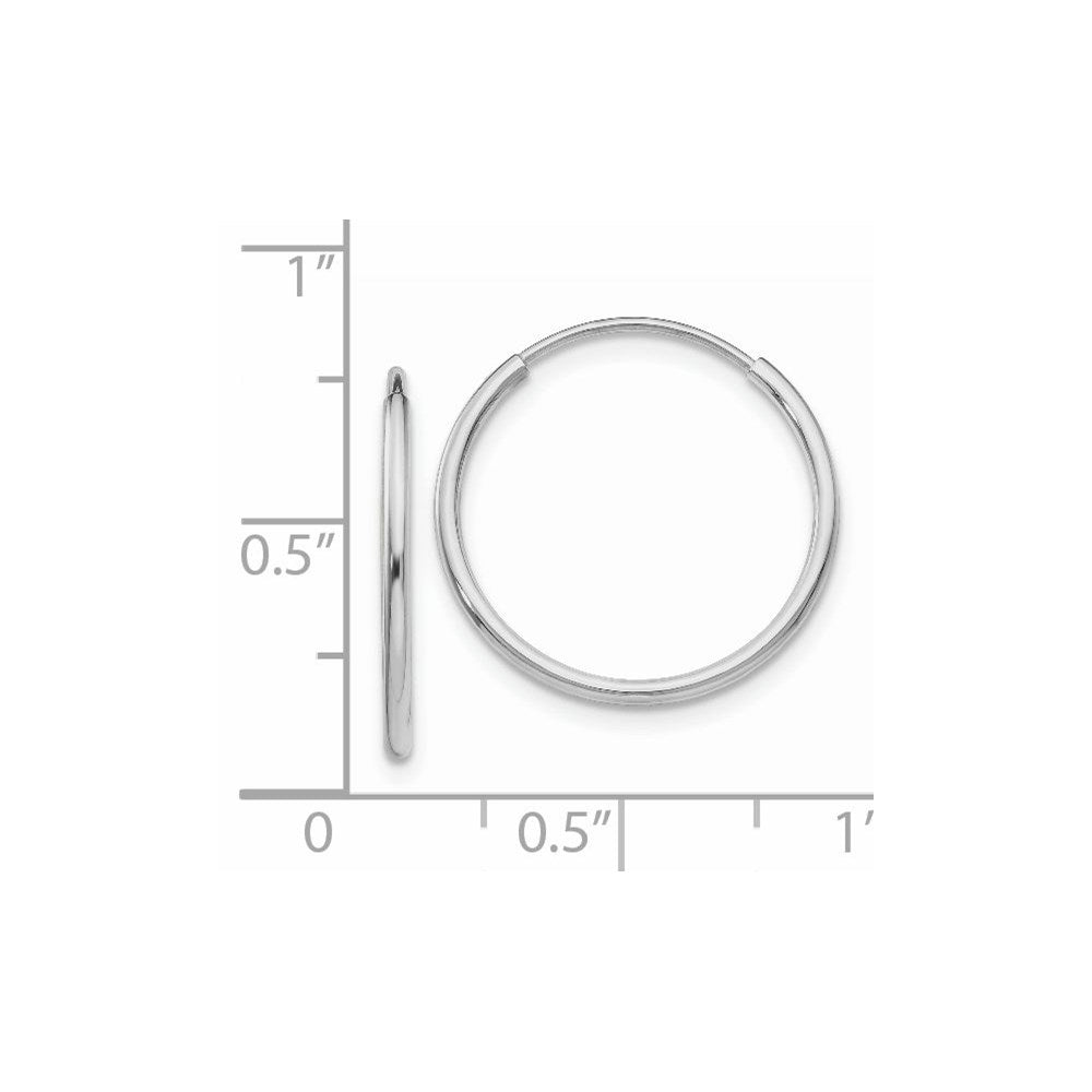 14k White Gold 20 mm Polished Endless Tube Hoop Earrings (0.63 grams)