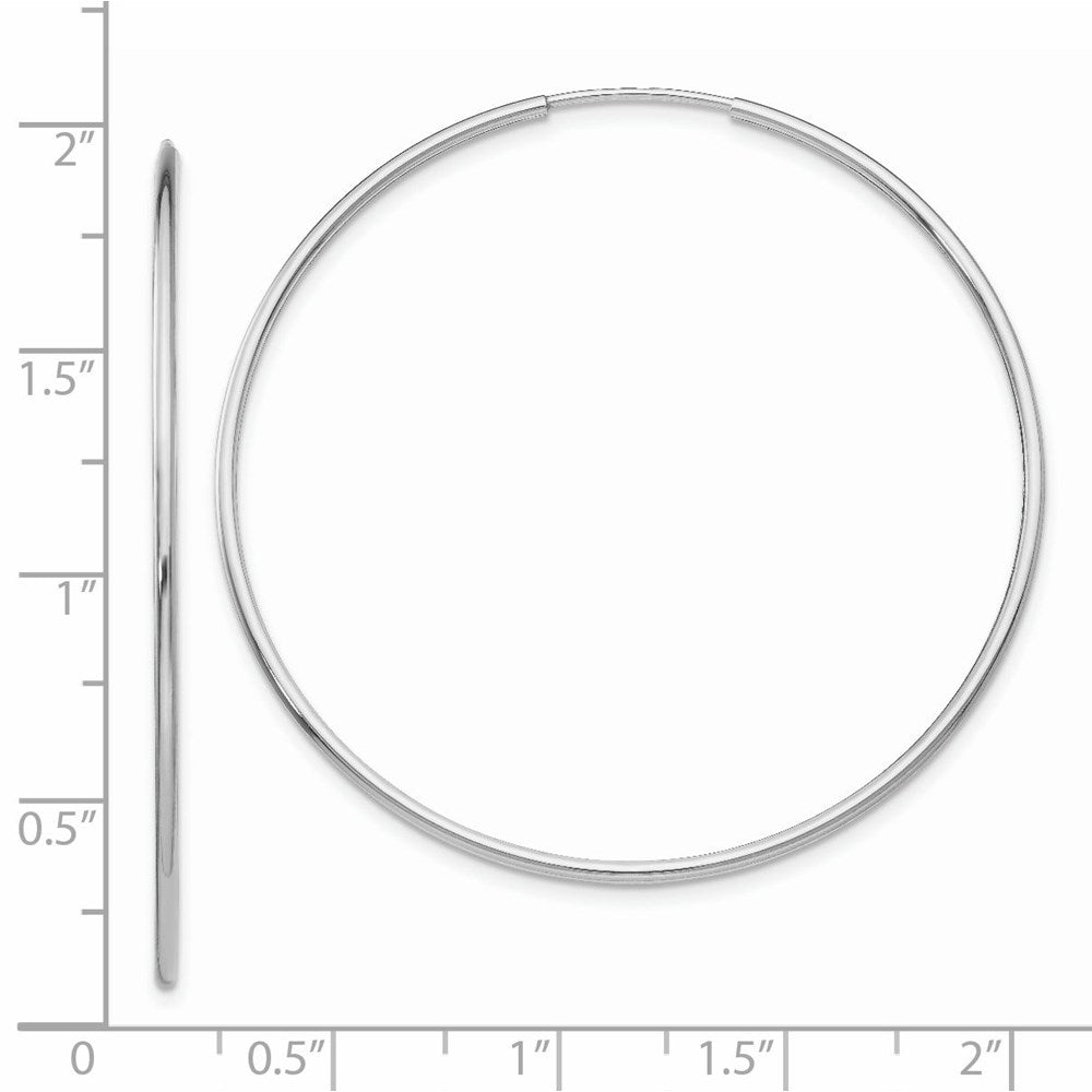 14k White Gold 46 mm Polished Endless Tube Hoop Earrings (1.67 grams)