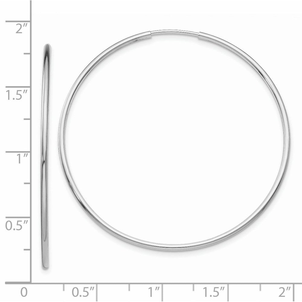 14k White Gold 40 mm Polished Endless Tube Hoop Earrings (1.44 grams)