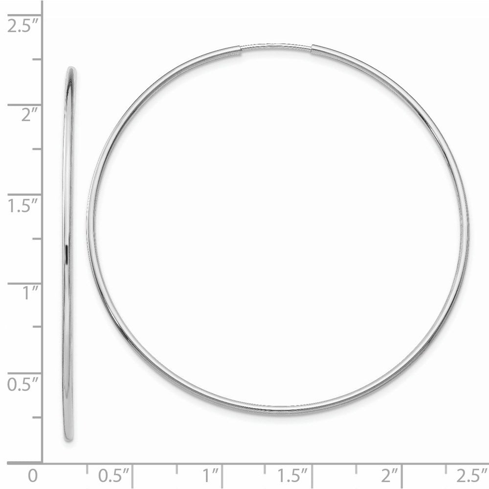 14k White Gold 54 mm Polished Endless Tube Hoop Earrings (1.81 grams)