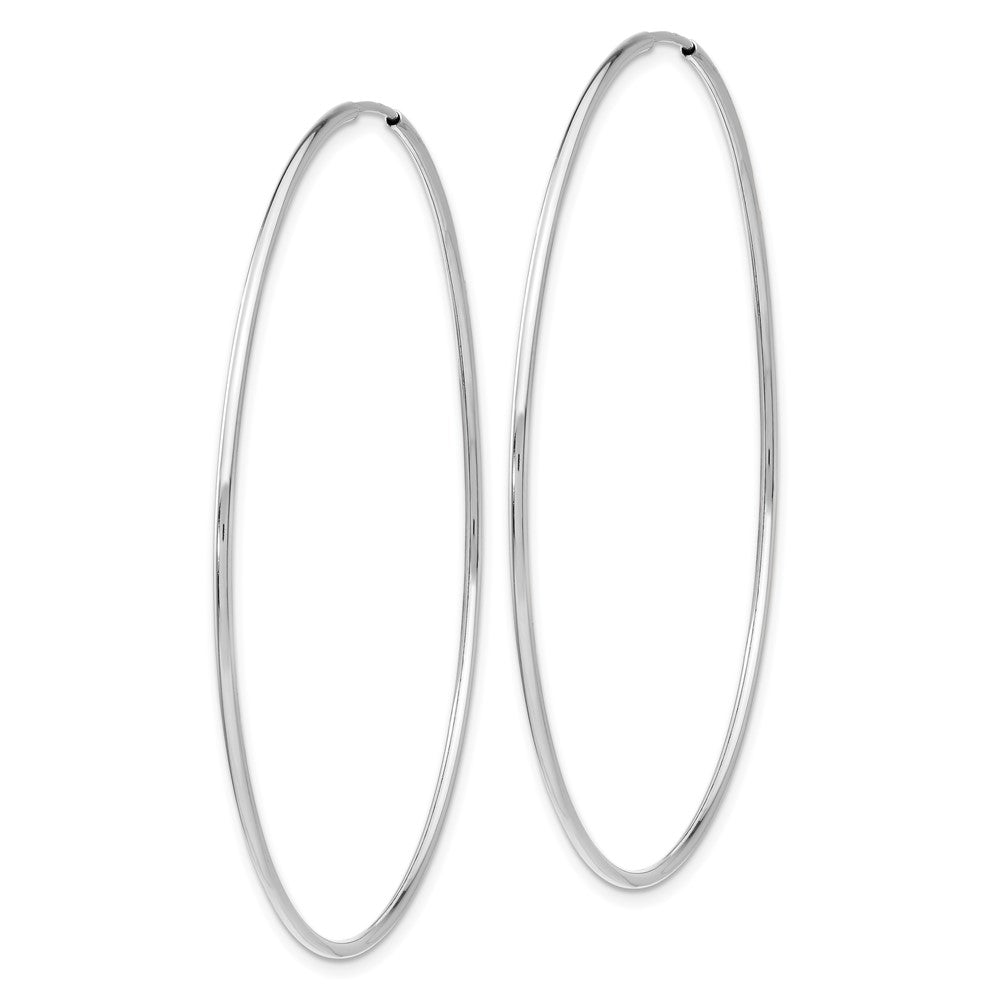 14k White Gold 60 mm Polished Endless Tube Hoop Earrings (1.98 grams)