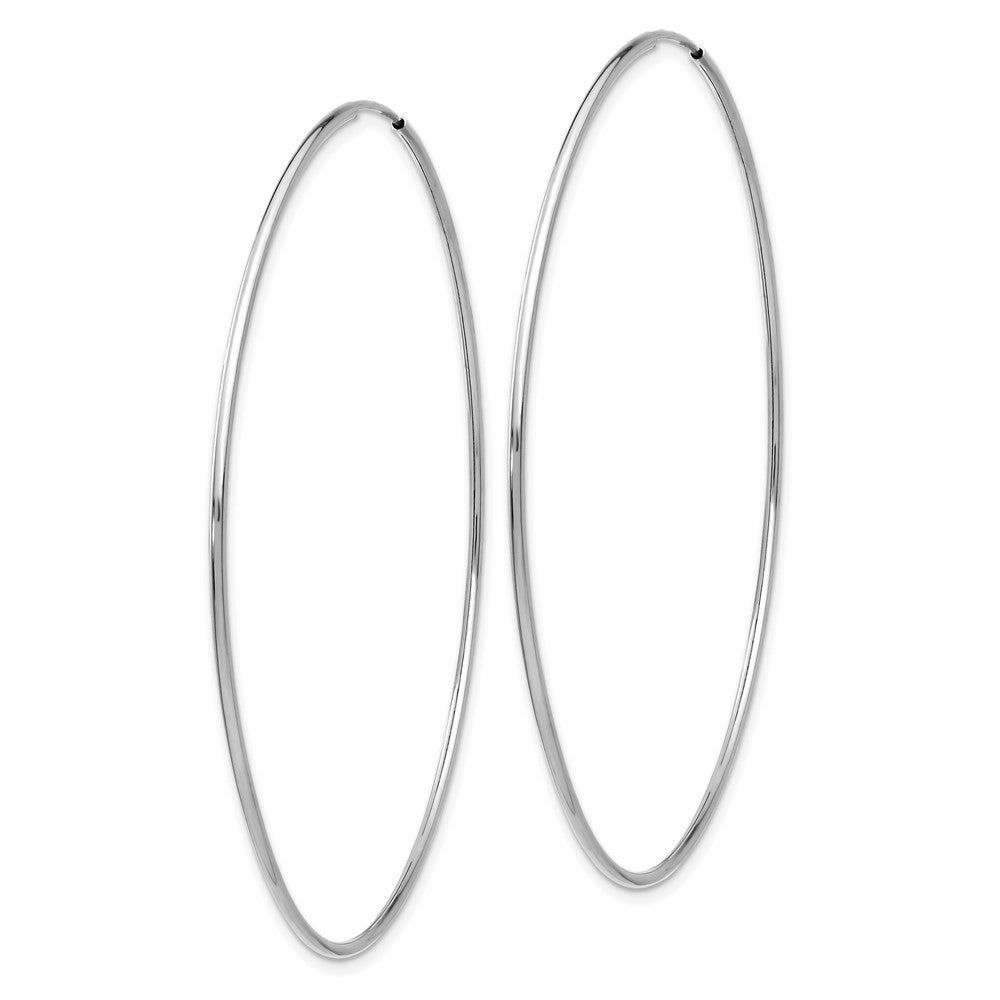14k White Gold 63 mm Polished Endless Tube Hoop Earrings (2.24 grams)