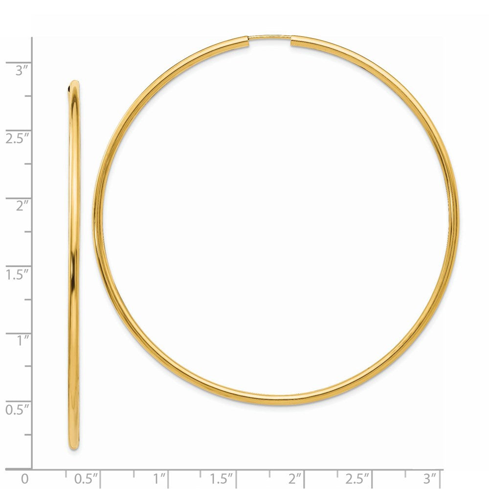 14k Yellow Gold 69.5 mm Endless Hoop Earrings (3.81 grams)