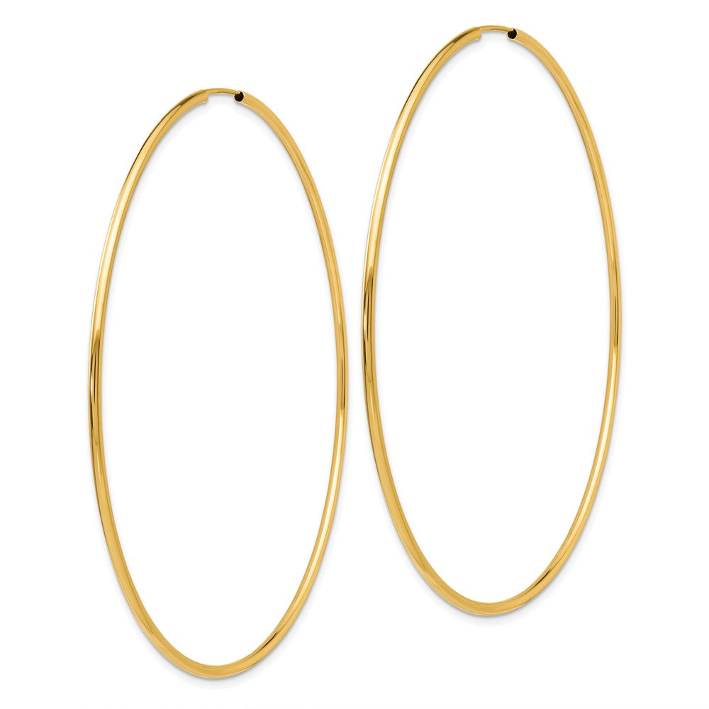 14k Yellow Gold 74 mm Endless Hoop Earrings (2.42 grams)