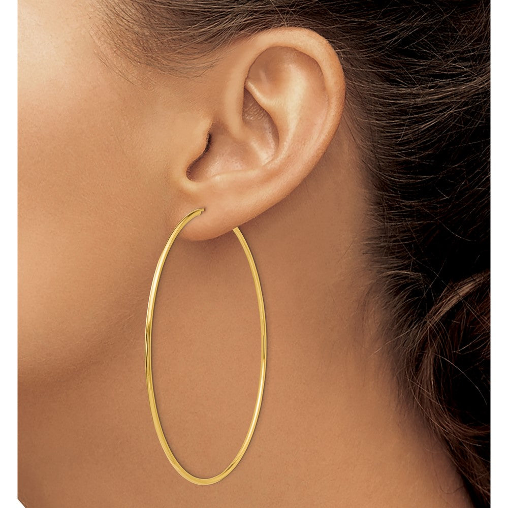 14k Yellow Gold 74 mm Endless Hoop Earrings (2.42 grams)