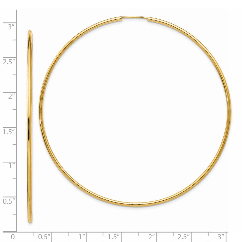 14k Yellow Gold 74 mm Endless Hoop Earrings (2.42 grams)