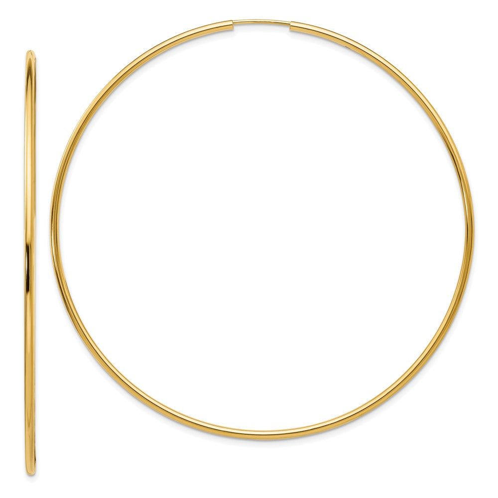 14k Yellow Gold 74 mm Endless Hoop Earrings (2.42 grams)