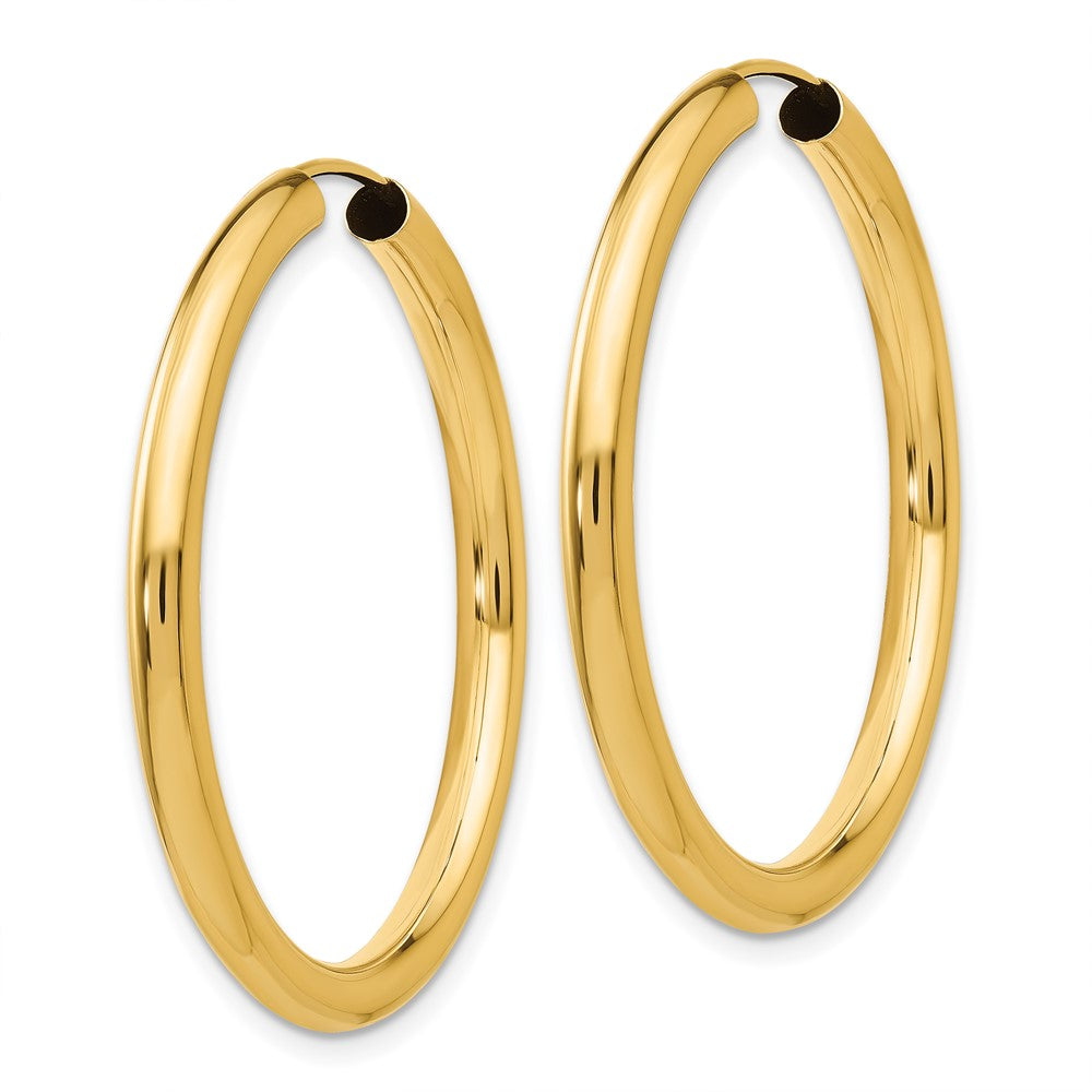 14k Yellow Gold 35 mm Polished Endless Tube Hoop Earrings (2.34 grams)