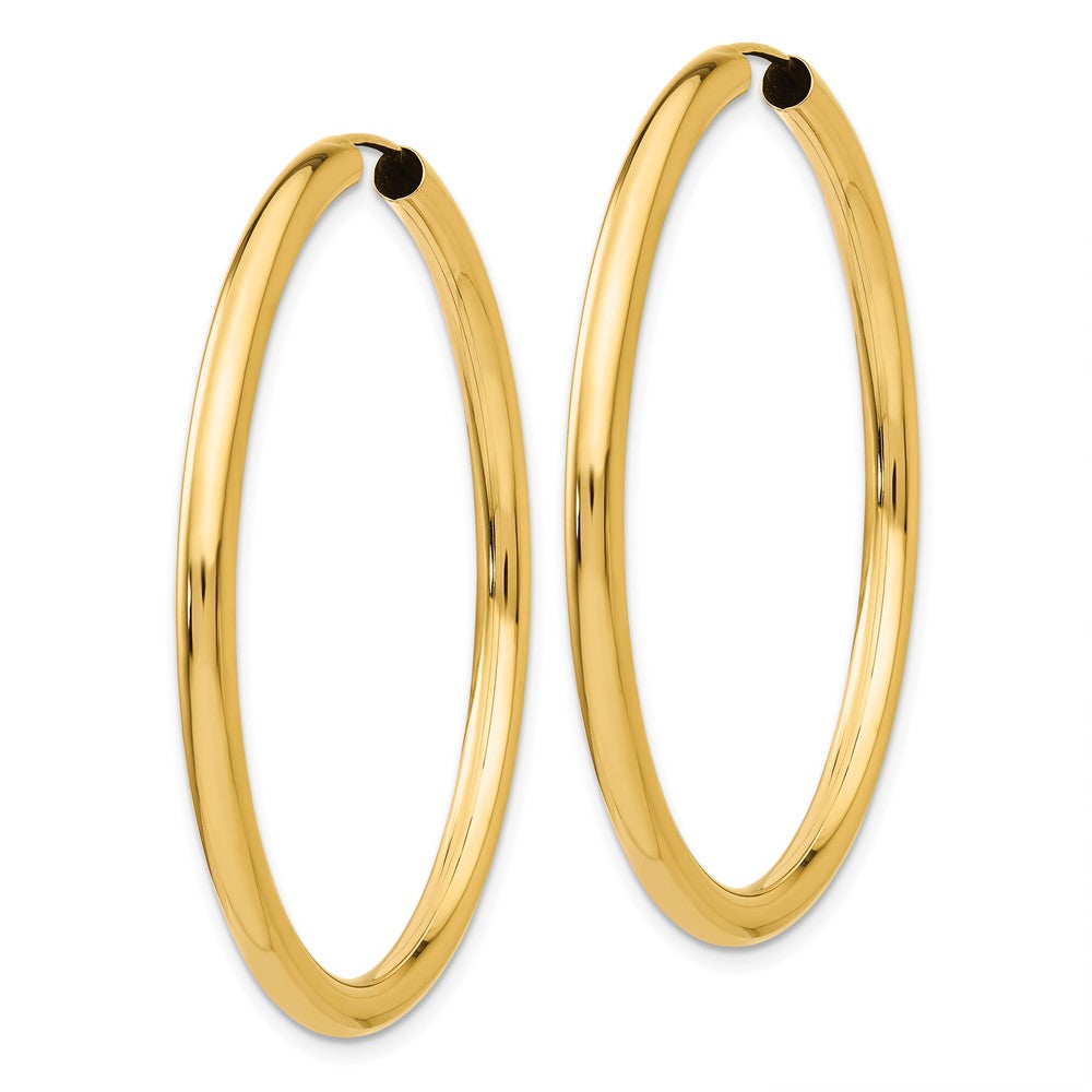 14k Yellow Gold 45 mm Polished Endless Tube Hoop Earrings (3.39 grams)