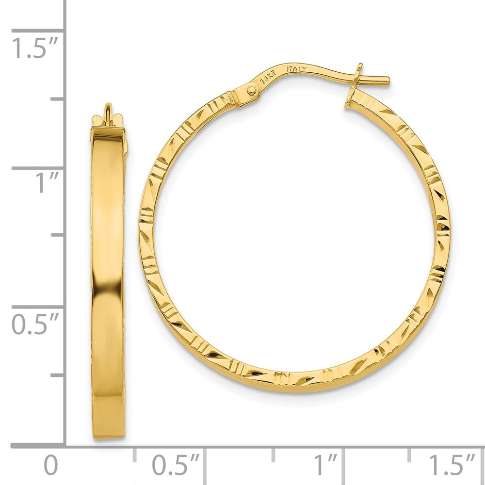 14k Yellow Gold 30.25 mm Polished Hoop Earrings (1.76 grams)