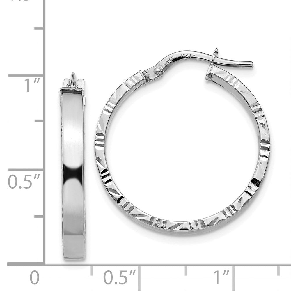 14k White Gold 25 mm Polished Hoop Earrings (1.43 grams)