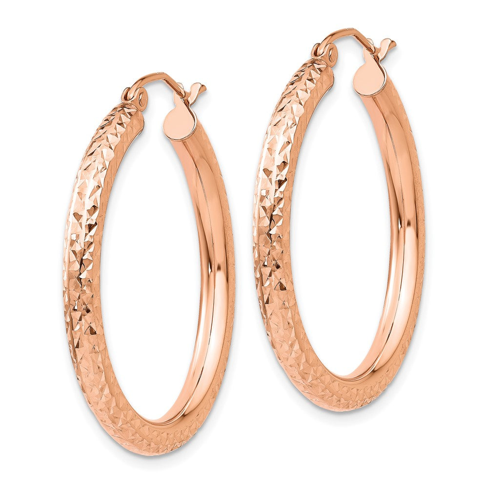 14k Rose Gold 3 mm Round Hoop Earrings (2.14 grams)