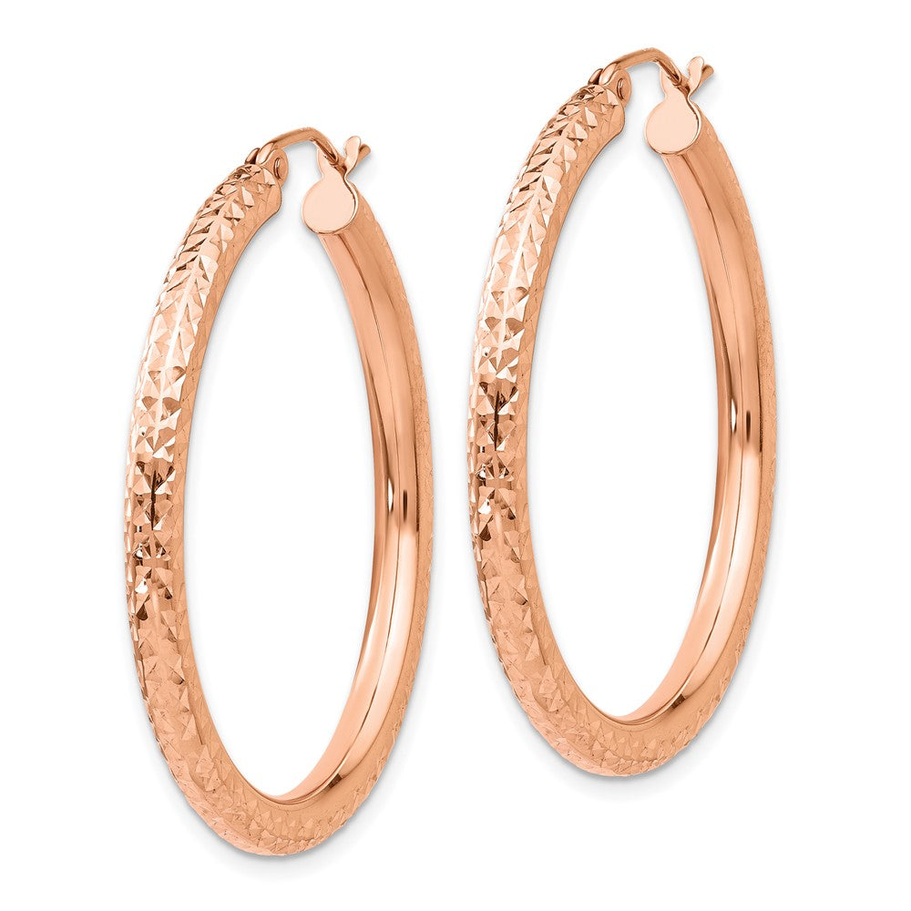 14k Rose Gold 3 mm Round Hoop Earrings (2.59 grams)