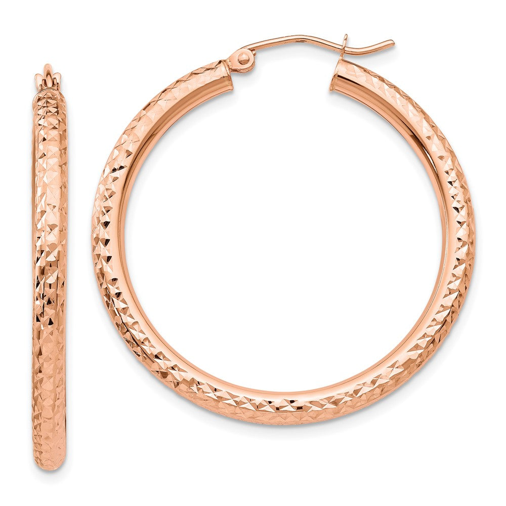 14k Rose Gold 3 mm Round Hoop Earrings (2.59 grams)