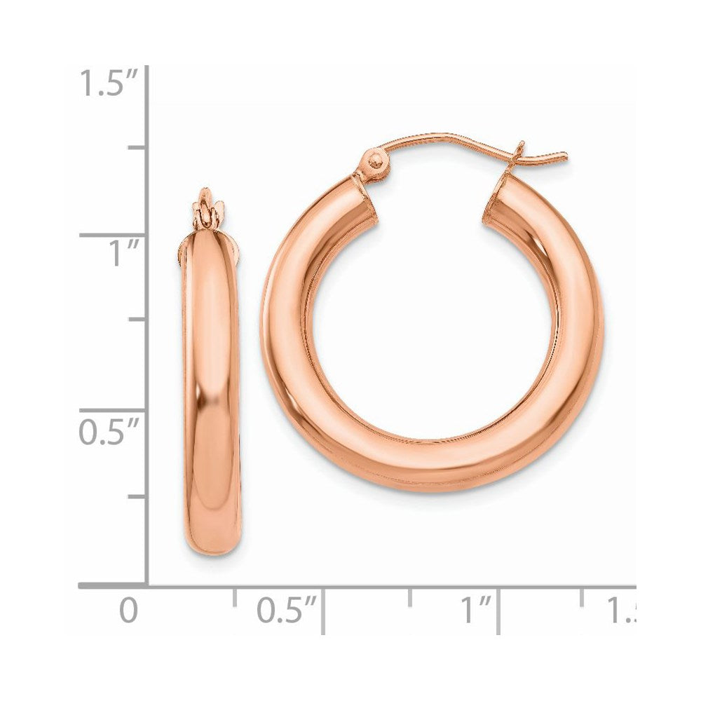 14k Rose Gold 4 mm Tube Hoop Earrings (2.47 grams)