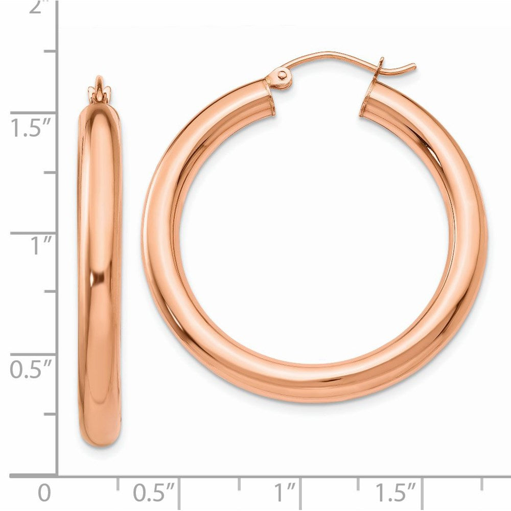 14k Rose Gold 4 mm Tube Hoop Earrings (3.52 grams)