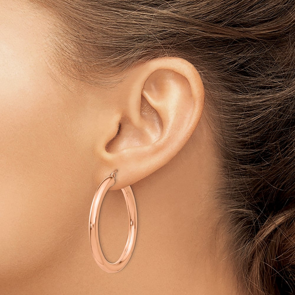 14k Rose Gold 4 mm Tube Hoop Earrings (4.11 grams)