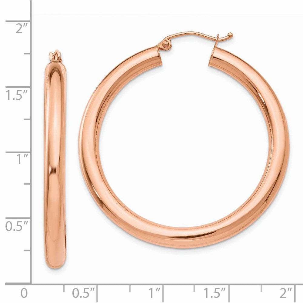 14k Rose Gold 4 mm Tube Hoop Earrings (4.11 grams)