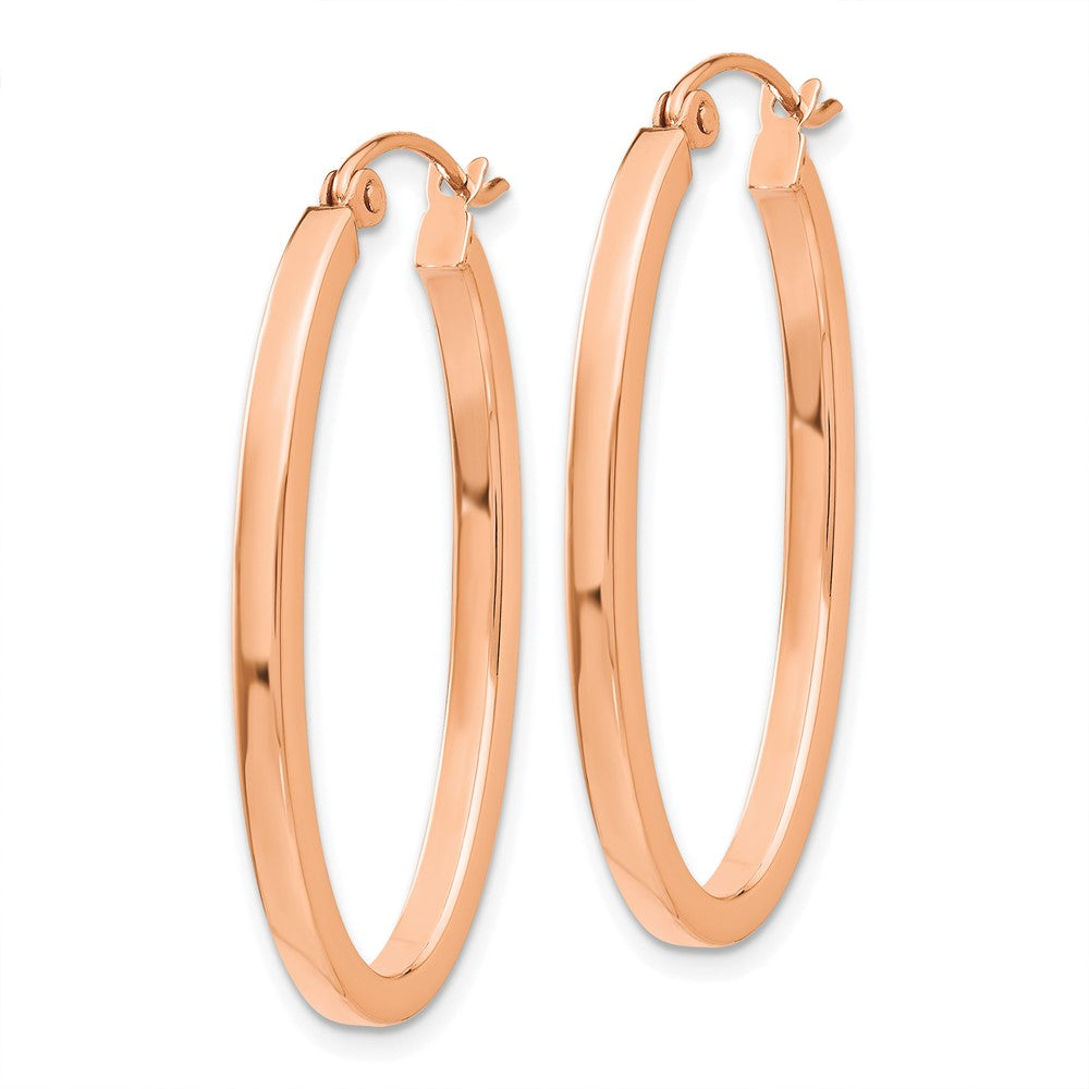14k Rose Gold 18.5 mm Polished Oval Tube Hoop Earrings (2.23 grams)