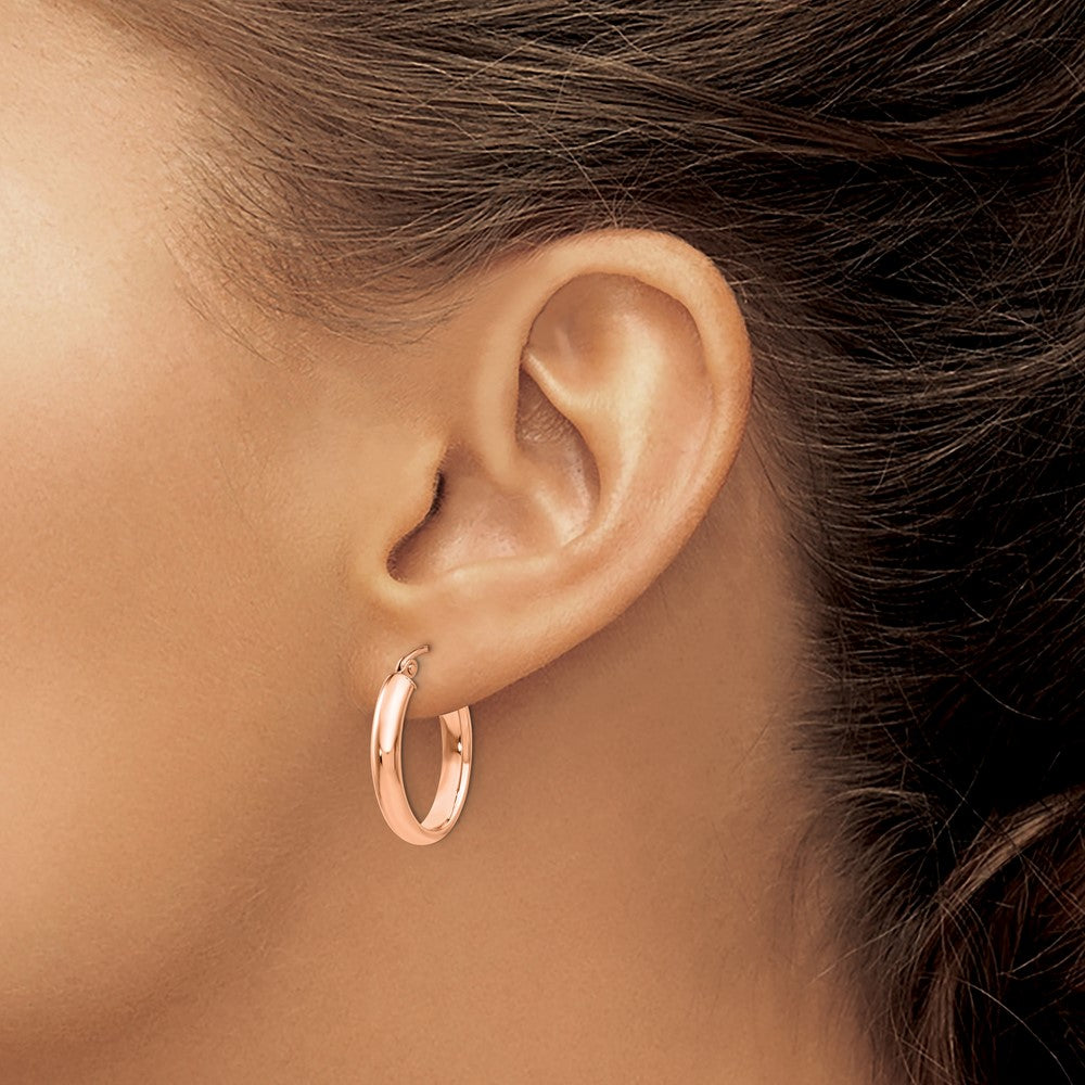14k Rose Gold 17 mm Polished Oval Tube Hoop Earrings (1.57 grams)